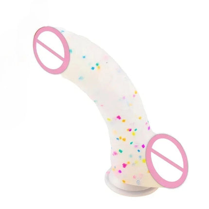 Confetti Dildo Realistic Clear Silicone Dildo, with Strong Suction Cup for Hands-Free Play, Realistic Penis for Women and Couple