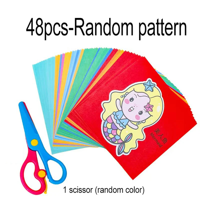 48Pcs Kids Craft Toys Handmade Paper Cut Book DIY Cartoon Scrapbooking Paper Art Toys Kids Learning Toys for Children Gifts