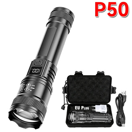 2000LM Ultra Bright P50 LED Flashlight Tactical EDC Emergency Spotlight Telescopic Zoom Handheld Torch with 14500/18650 Battery