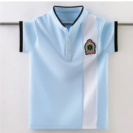 Boys Polo Shirts Short-sleeve T-shirts for Kids Color Blocking 2024 Children Tops Teenager Blouse Baby Outerwear Clothing 4-14T