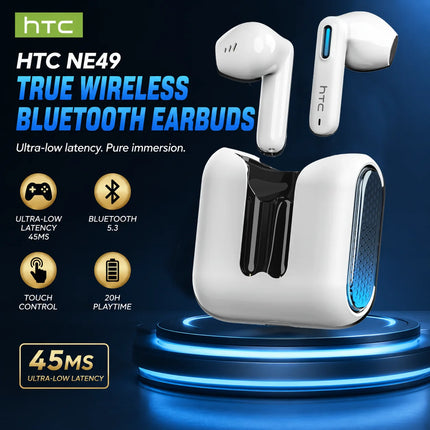 HTC NE49 TWS Wireless Earbuds Bluetooth AI Translator ENC Noise Cancelling 40H Battery Touch Control Stereo Sports Headphones