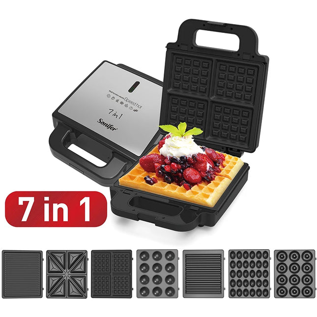 7 In 1 Waffles Maker Electric Sandwiches Machine Cooking Appliances Bread Machine Cake Breakfast Waffle Pot Baking Pan Sonifer
