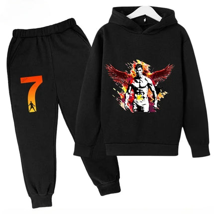 Spring Autumn Cr7 Ronaldo 3-12Y Children's Set Hoodie+Pants Suit 2-piece Set Boys Girls Casual Kids Tracksuits
