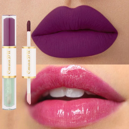 8 Colors Velvet Matte Liquid Lipstick Double-ended Lip Gloss Long-Lasting Waterproof Easy Color Non-stick High Pigment Lipgloss
