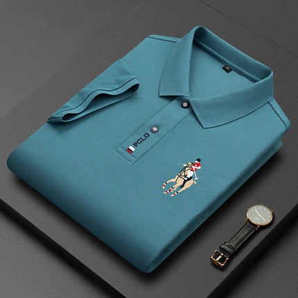 Brand Embroidered Men's Pure Cotton Popsicle Cotton Short Sleeve Polo Shirt Summer New Business Casual Breathable Men's Top 4XL