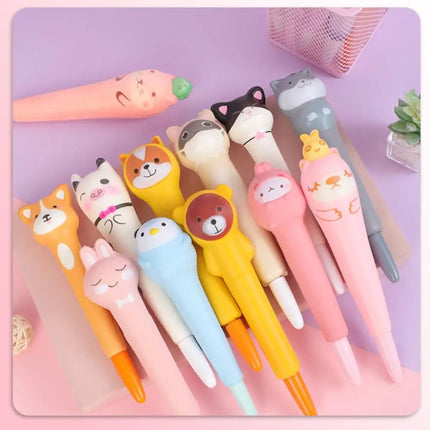 Squishy and Cute Kawaii Pen Kawaii Accessories Cute Girl Pens Animal Fruit Shaped Stress Relief Pens Cute School Supplies