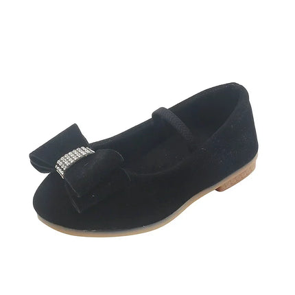 Little Girl Leather Shoes Simple Fashion Children Princess Shoes Solid Color Flats Causal Kids Versatile Bowtie Loafers Moccasin