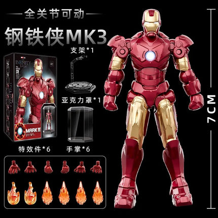 10-12CM Marvel Anime Figure Spiderman Hulk Iron Man Venom  Captain America Thanos Movable Joints PVC Dolls Toy Gift For Children