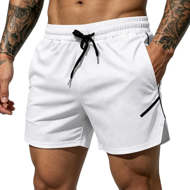 Men's New Breathable Mesh Quick-Drying Sports Shorts with a Drawstring Waistband, Suitable for Casual and Fashionable Sports Wea