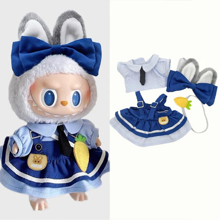 For Labubu Doll 15 17cm Outfit Clothing Cartoon Disney Mickey Minnie Mouse Zootopia Judy and Nick Stitch Goofy Cosplay Clothes ﻿