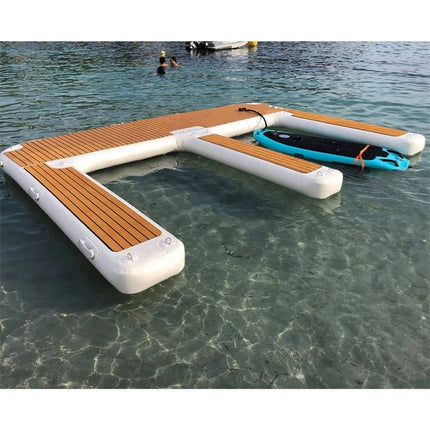 Us Stock 13ft/ 4m EVA Non-Slip Inflatable E Dock Platform Double Jet Ski Dock | Luxury Water Floating Mat for Lake, Pool Boat