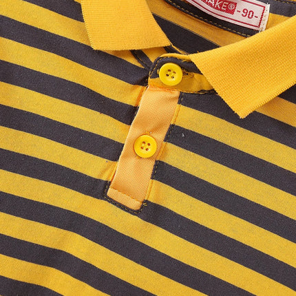 4-Piece Set Boys & Girls Striped Short Sleeve T-Shirt Tops Children's Fashion Stylish Collar Polo Shirt