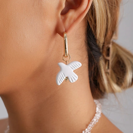 Peace Dove Drop Earrings Necklace Bracelet for Women Exquisite Bird Irregular Crystal Beaded Pendant Necklace Versatile Jewelry