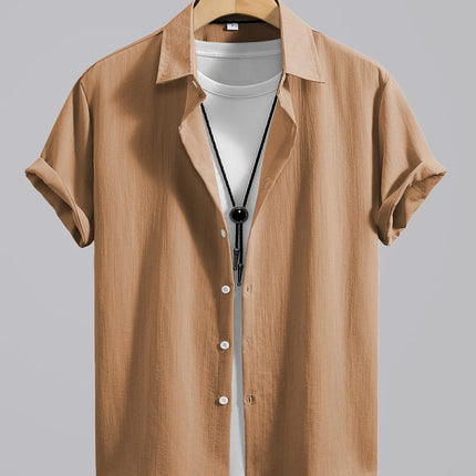 2026 Men's Simple and Fresh Shirt - Street Fashion Loose Quick-Drying Casual Shirt-Hawaiian Vacation Style Solid Collar Cardigan