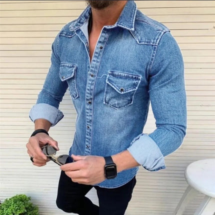 Korean Version Slim Fit Casual Cotton Blend Long Sleeved Washed Old Denim Shirt 2025 New Men's Denim Shirt Fashionable Jacket