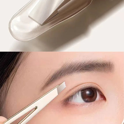 Stainless Steel Precision Tweezers for Eyebrows, Eyelashes, Beard & Mustache High-Accuracy Round Head, Seamless Clamping