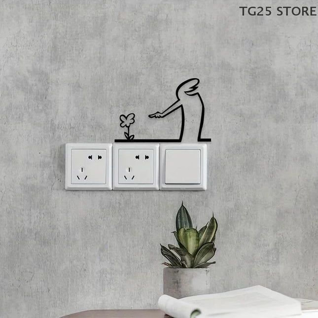 Line Figure Modern Metal Poster For Living Room Bedroom Switch Sticker Easy Hang Installation