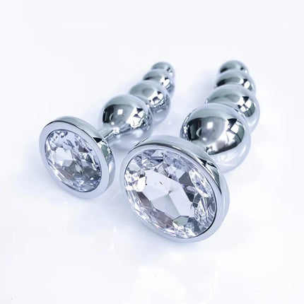 2 sizes Four ball metal pull bead anal plug gem base anal plug g-spot massage sexual health adult sex sex toys