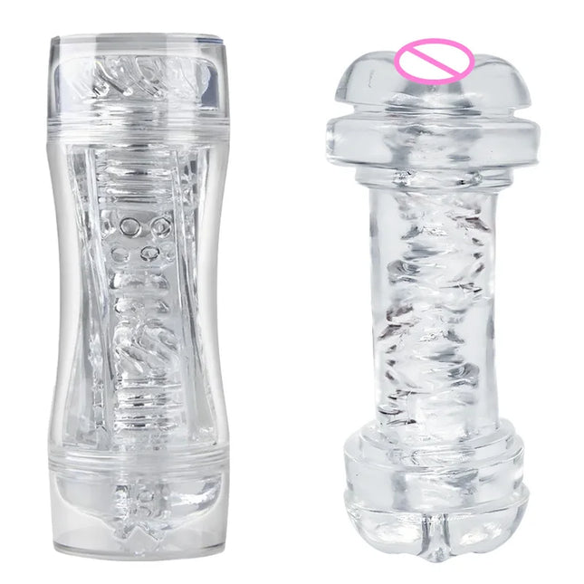 Male 3D Manual Masturbator Transparent Vagina Soft Pussy Sex Toys Realistic Adult Endurance Exercise Sex Toy Pocket Cup for Men