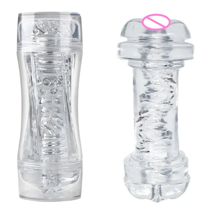 Male 3D Manual Masturbator Transparent Vagina Soft Pussy Sex Toys Realistic Adult Endurance Exercise Sex Toy Pocket Cup for Men
