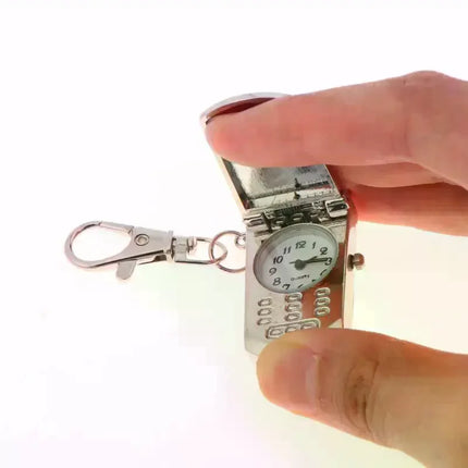 1 Piece Fashion Retro Cute Backpack Pendant Flip Phone Keychain Watch Hanging Watch Creative Gift