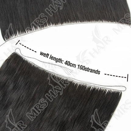 Invisible Feather Hair Bundles Extensions Natural Fish Line Human Hair Non-Remy Invisible Micro rings Hair Weft 100 strands