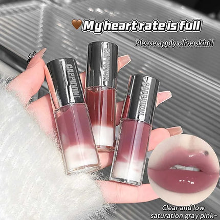 Cappuvini Berry Snow Gradient Lip Gloss Mirror Moisturizing for Plump Lips Long-Lasting Makeup Lip Glaze