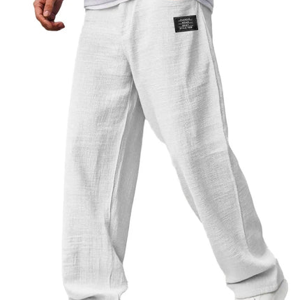 New Men's Beach Pants - Daily Versatile Outdoor Leisure Fitness Simple Cotton Hemp Texture Loose Long Pants for Spring and Summe