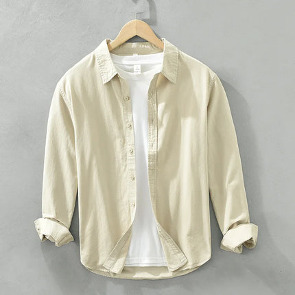 Men's Long-Sleeved Casual Shirt, Artistic Fresh Cotton Lapel Loose Shirt, Outdoor Camping Thin Coat, Cardigan Top