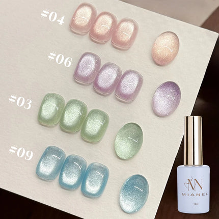 12ML 1-12pcs 2026 Autumn Nails Tyndall Whitening Cat Eye Gel Nail Polish Clear Glass Bead Cat Eye Nail Glue Yellow Nails Orange