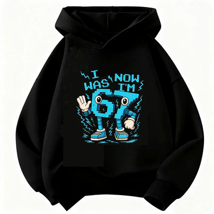 Funny Six Seven Italian Brainrot 67 Number Graphic Print Hoodie Boy/Girl Long Sleeved Kids Comfortable Sweatshirt