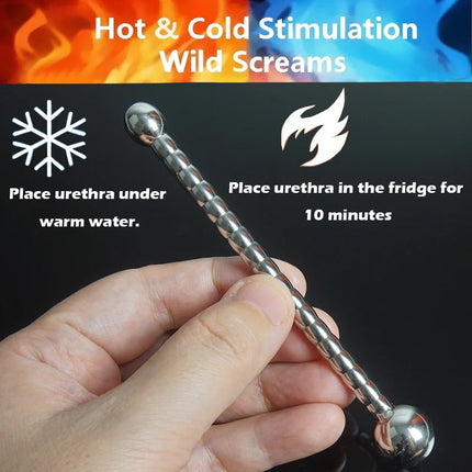 Stainless Steel Penis Plug,Beaded Urethral Dilation Catheter Sounding Sound with Hollow Core,Metal Urethra Dilator
