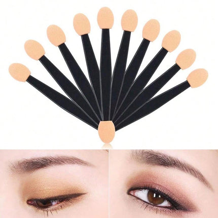 100/120/200Pcs Double-Headed Eyeshadow Brush, Disposable Dual Sided Eyeshadow Brush Double Ended Sponge Applicator Oval Tipped