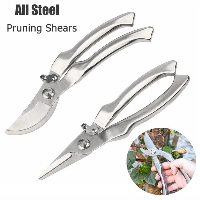 All Stainless Steel Professional Gardening Pruning Shears, Suitable for Pruning Tree Branches, Picking Fruits, and Greening Main