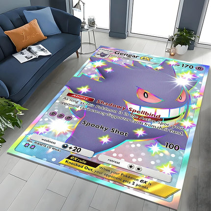 Potdemiel Pokemon Cards Gengar Area Rugs Carpet For Living Room Home Decoration Children's Crawling Living Room Game Floor Mat