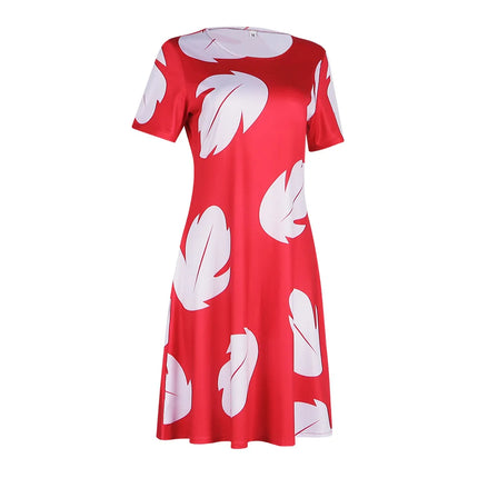 Disney Baby Lilo Stitch Dress For Girl Interstellar Animation Cosplay Short Sleeve Cute Printed Dress + Doll Accessories Set
