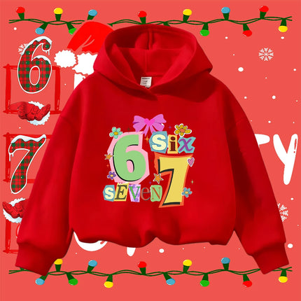 Kids Christmas Sweatshirt 6 7 Number Print Toddler Boys Girls Long Sleeve Pullover Casual Winter Clothes for 6-7 Years Old