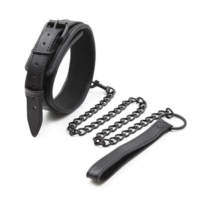 Leather BDSM Collar with Leash Adult Games Sex Bondage Restraint Neck Cuffs Fetish Collar Erotic Sex Toys for Women Men