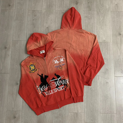 Streetwear Shinning Diamond Zipper Terry Hooded Hoodie for Men Oversized Graffiti Flame Cardigan Rhinestone Sweatshirt Jacket