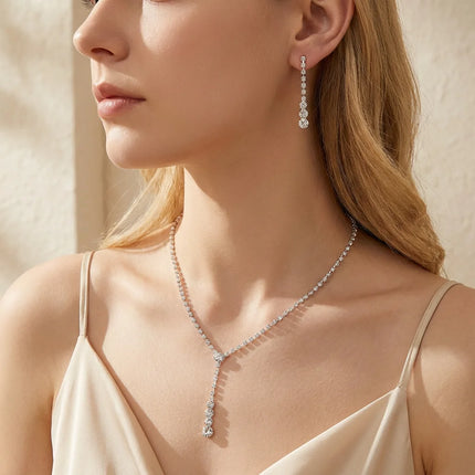 Luxury Bridal Pearl Jewelry Sets for Women Silver Color Crystal Leaf Necklace Earrings Wedding Prom Party Accessories 2026 Trend