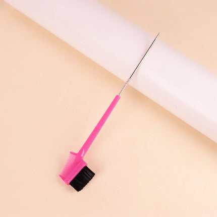 Hair salon double-sided three in one edge control brush, beauty tool eyebrow comb Special for real hair wigs