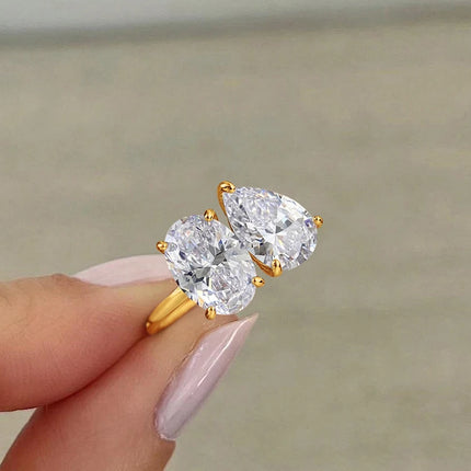 925 Sterling Silver Simple Classic Zircon Pear Shaped Oval Ring For Women Engagement Wedding Luxury High Quality Fine Jewelry