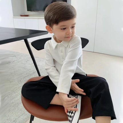 Boys Polo Shirts Long Sleeve Tops for Kids Solid Color Children T-shirt Cotton  Baby Tops Toddler Spring Autumn Outwear