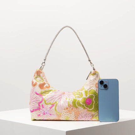 Shoulder Bag,Floral Pop,Sequin Bag,Embroidery,Gala Night,Party Outfits,Prom Bag,Wedding Items,Elegante,Valentine,Random Pattern