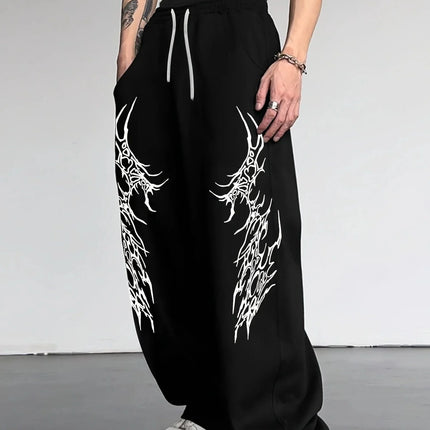 2026 Fashion New Dark Retro Striped Gothic Loose Straight Leg Pants Suitable for Outdoor Street Hip-hop Harajuku Casual Pants