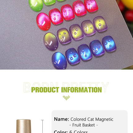 BORN PRETTY 10ml Blueberry Cat Magnetic Gel Nail Polish Summer Fruit Series Green Blue Purple Gel Nails Supplies Manicure