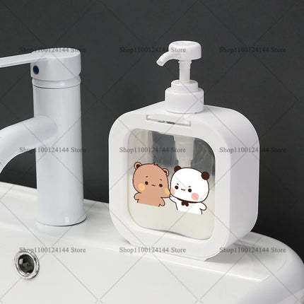 300ML Panda Bear Bubu Dudu Transparent Soap Dispensers Refillable Portable Empty Bottle Shower Gel Detergent Dispensing Bottle