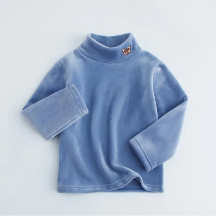 Warm Base, Autumn and Winter with Fleece, Children's Long Sleeved Fleece Thickened Shirt, Men's and Women's High Neck Top