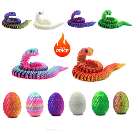 3D Printed Viper Dragon Egg Set Realistic Viper Models Fully Moveable Joints Birthday Gifts Realistic Animal Decoration Desktop