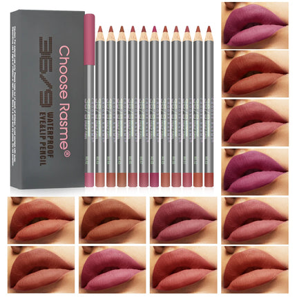 12pcs Velvet Matte Lip Liner Set - Long-Lasting Versatile Shades Longlasting Lip Makeup Berry, Brown, Pink Lip Pencil